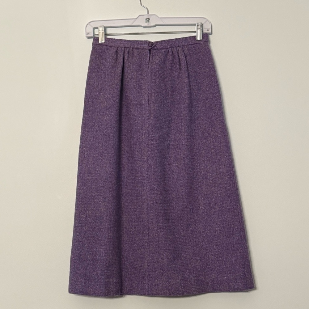 Vintage Avoca Handweavers Ireland Purple Wool  Skirt Pink Satin Lined Sz S - Picture 3 of 11